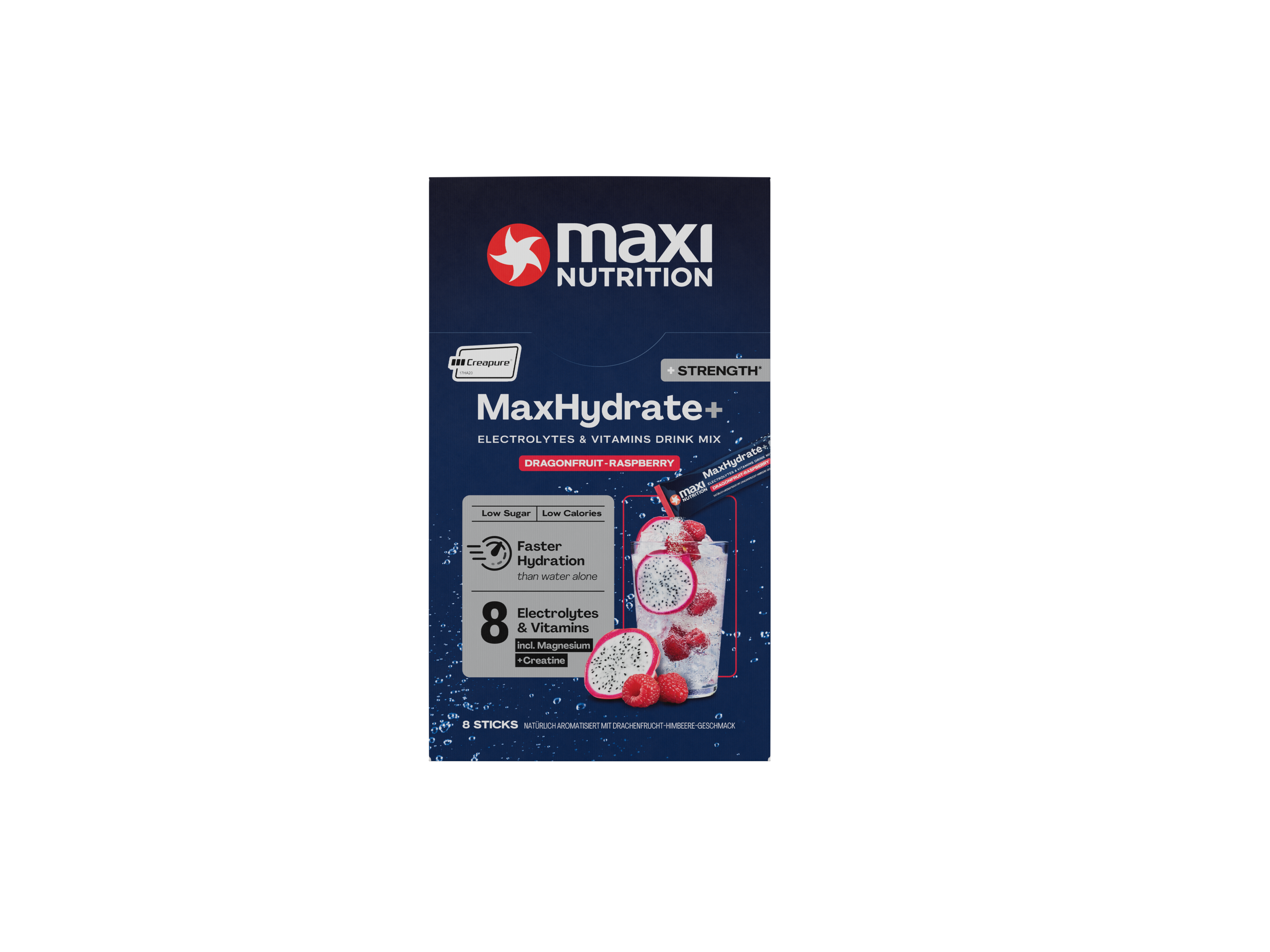 MaxHydrate+ Strength Electrolyte Drink Dragonfruit Raspberry 8 x 20 g