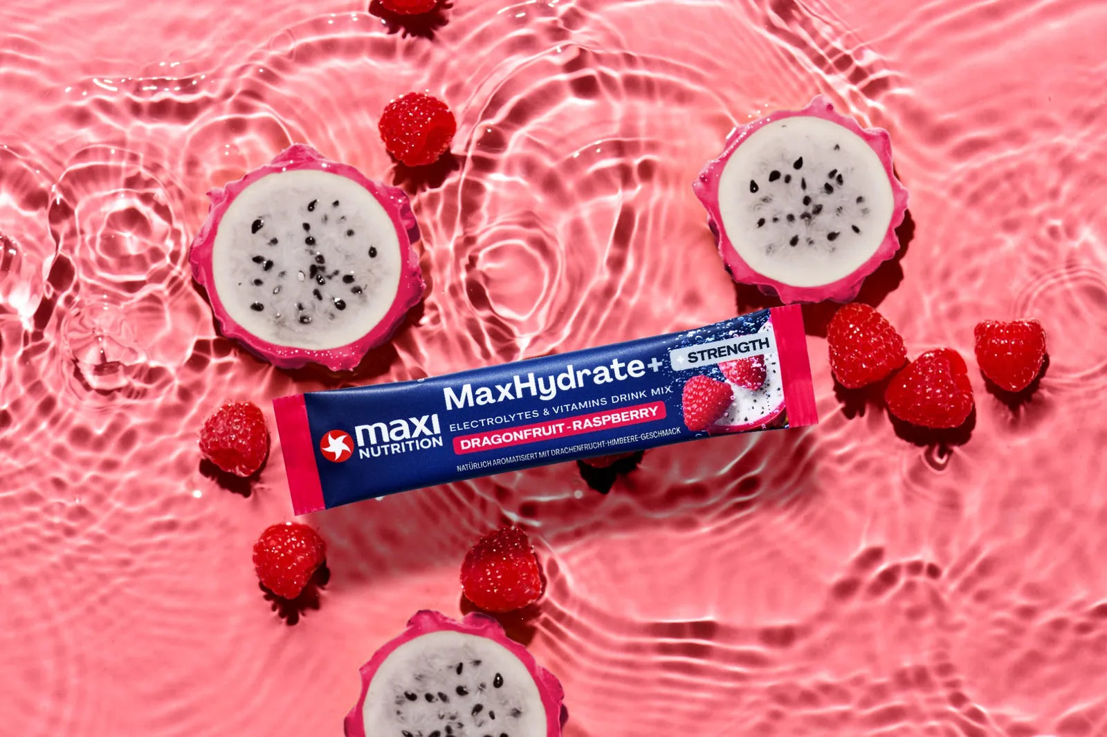 MaxHydrate+ Strength Electrolyte Drink Dragonfruit Raspberry 8 x 20 g