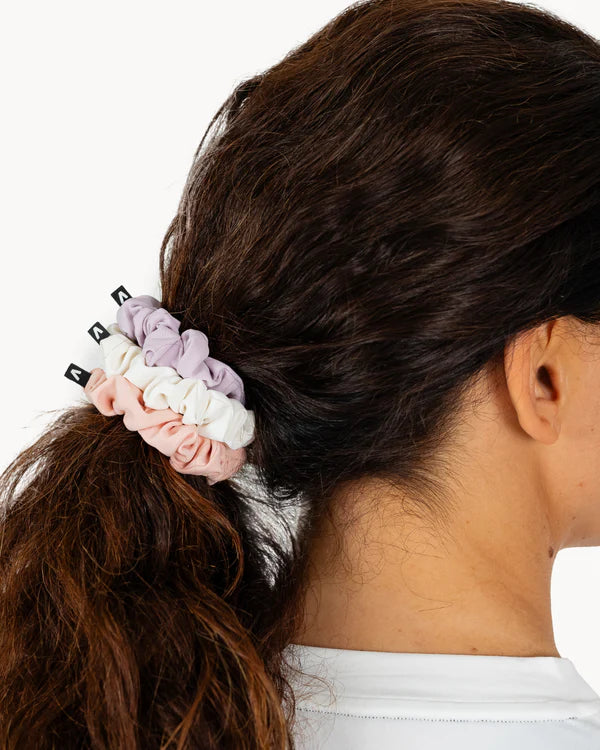 Colorful scrunchie hair ties